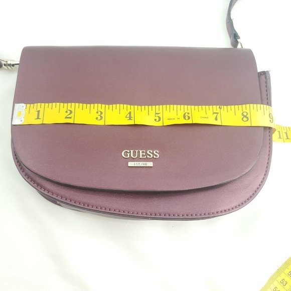 Guess Womens Plum Flap Front Detachable Strap Retro Crossbody Handbag Pu… - Picture 6 of 12